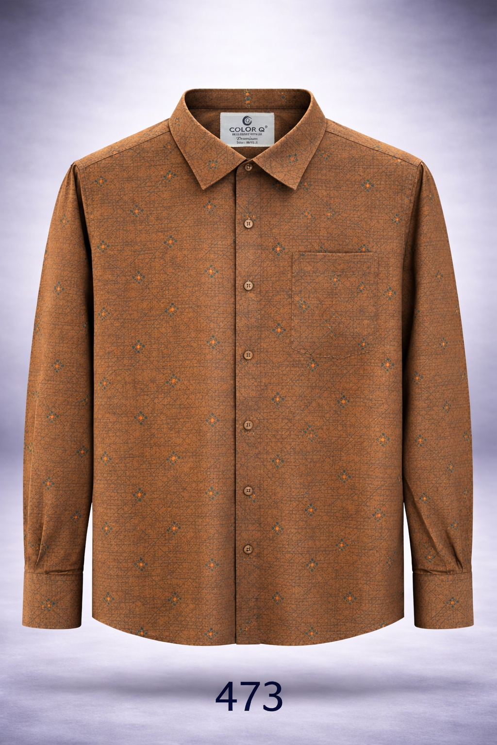 Premium Geometric Printed Long  Polo Shirt 473