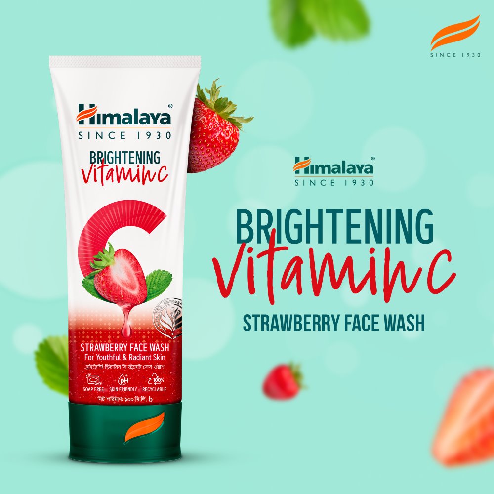 Himalaya Brightening Vitamin C Strawberry Face Wash – Youthful Radiant Skin Cleanser