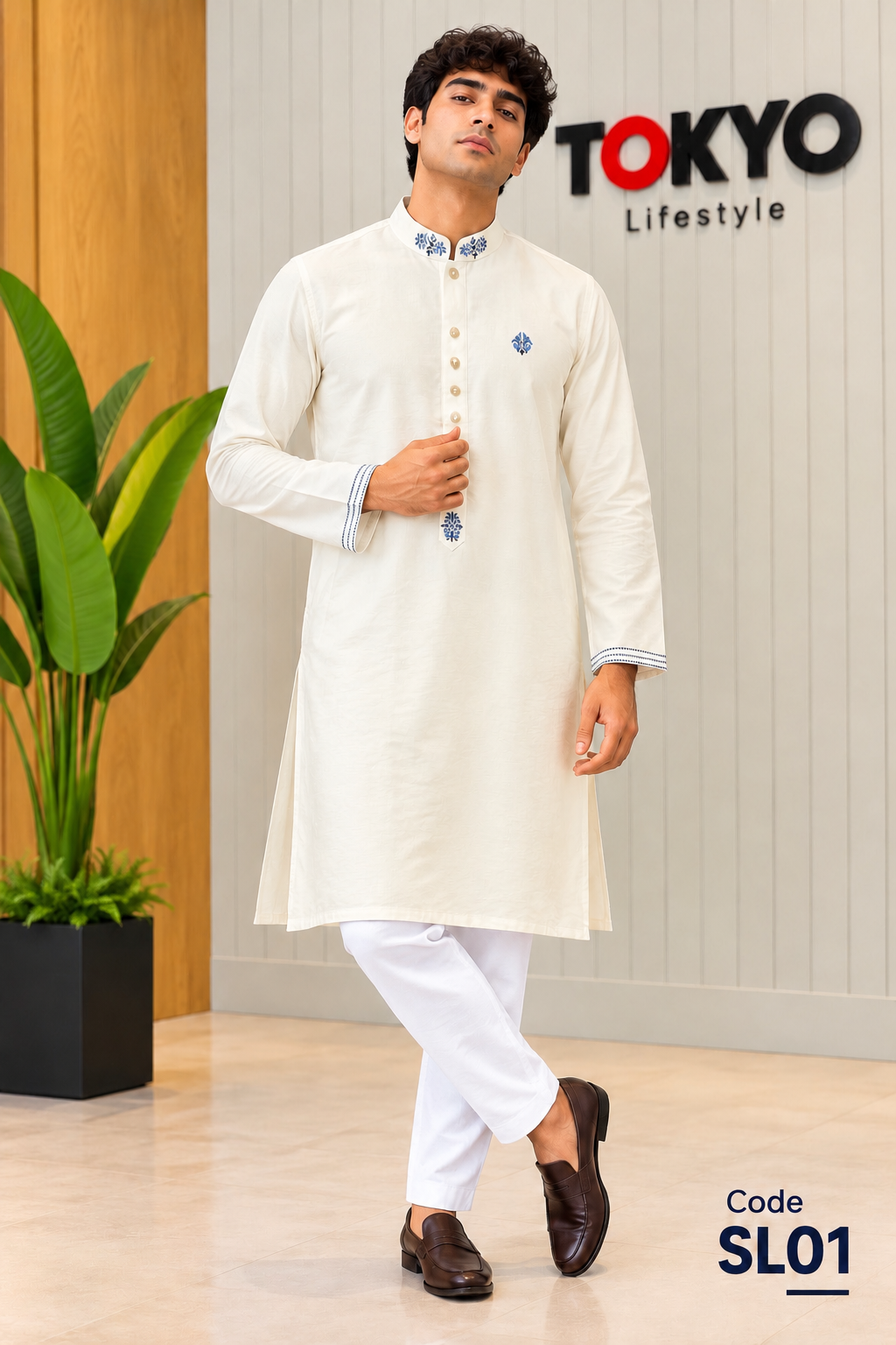 Gatsby Mens panjabi SL01 Cream