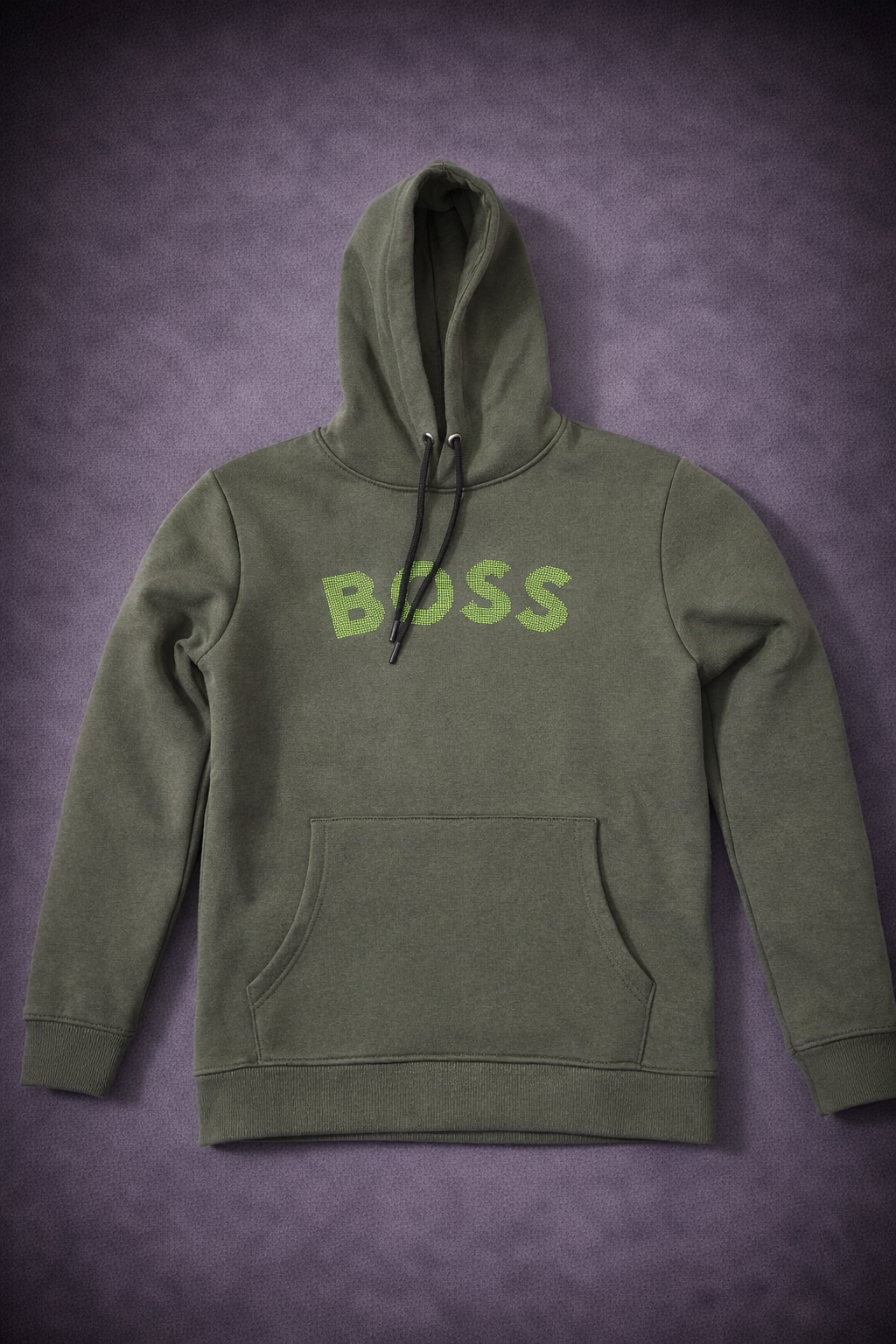 Mens Olive Green BOS Printed Hoodie 1006