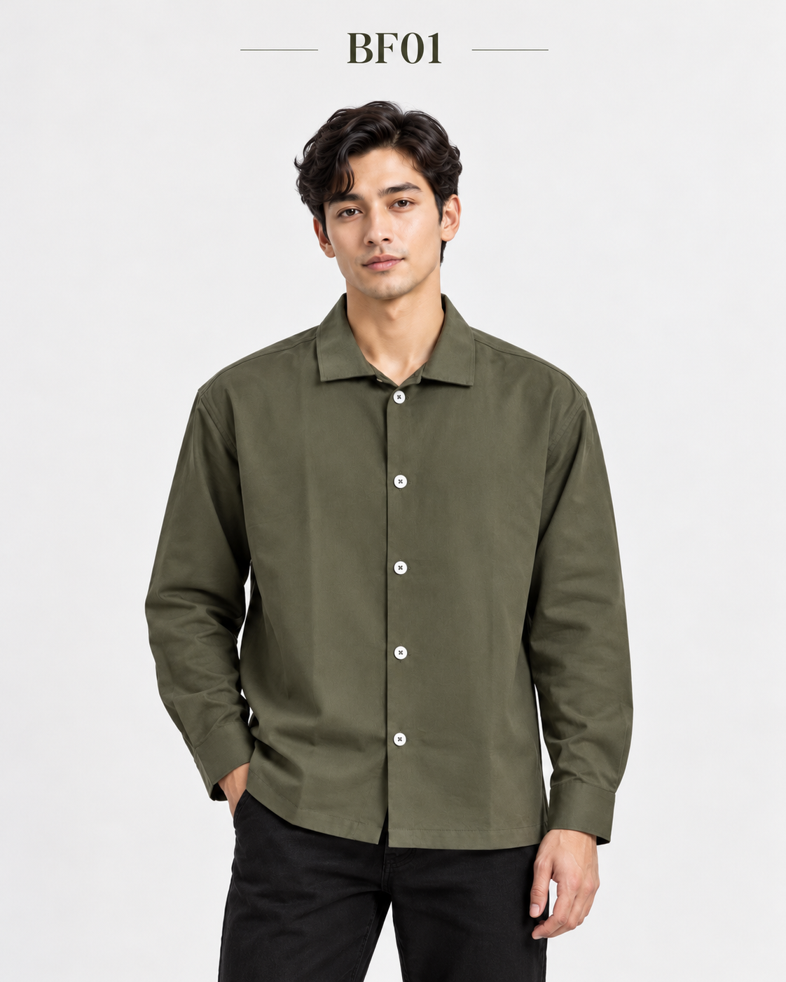 Mens Premium Boxy Fit Long Sleeve Shirt BF01