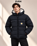 Men’s Premium Puffer Jacket with Utility Pockets – Black PJ04