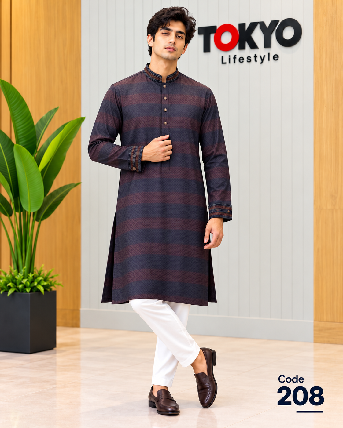 Premium Luxury Embroidered Panjabi with Embroidered Cuffs 208