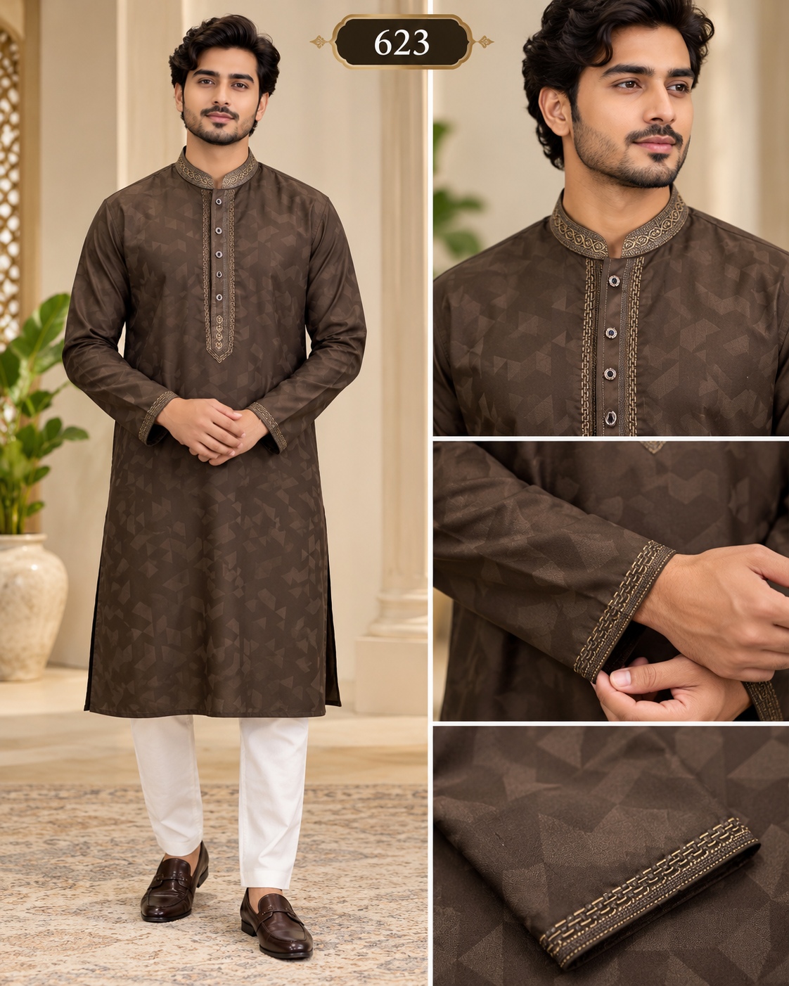 Luxury embroidery Panjabi with premium finish 623