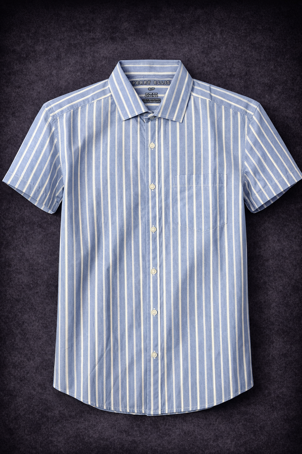 GATSBY MENS S/S SHIRT_ PERRY ELLIS 37 Sky Strip