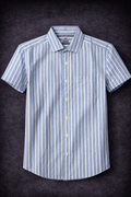 GATSBY MENS S/S SHIRT_ PERRY ELLIS 37 Sky Strip
