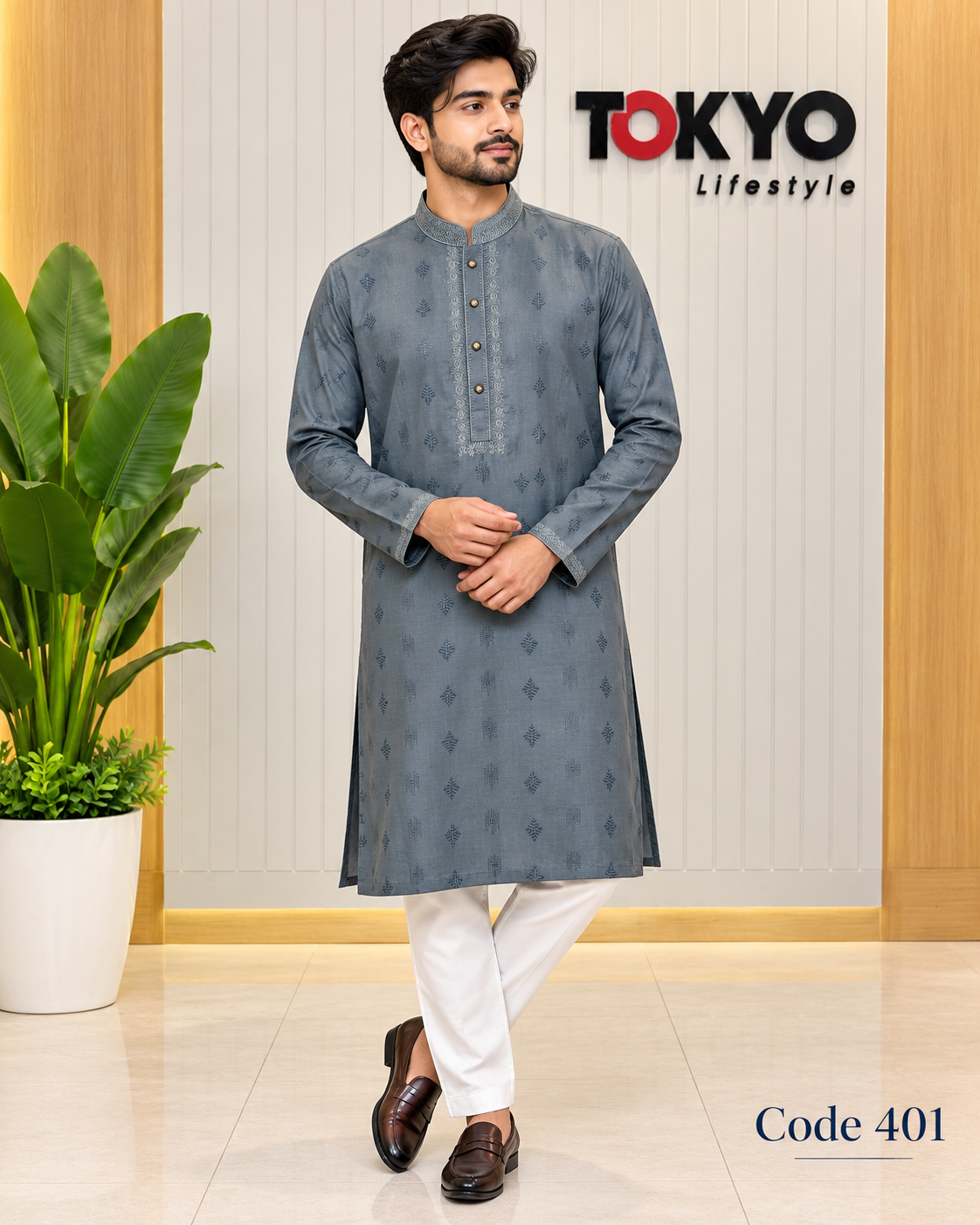 Luxury embroidery Panjabi with premium finish 401