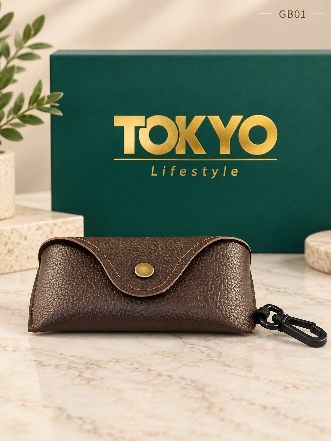 Premium Leather Sunglasses Case with Clip-GB01