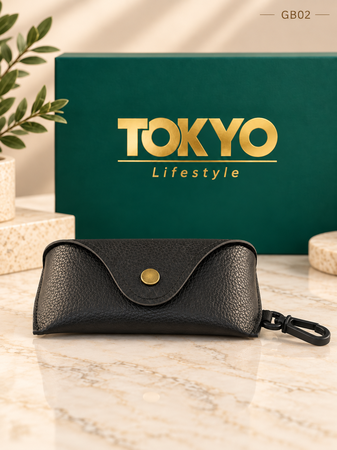 Premium Leather Sunglasses Case with Clip-GB02