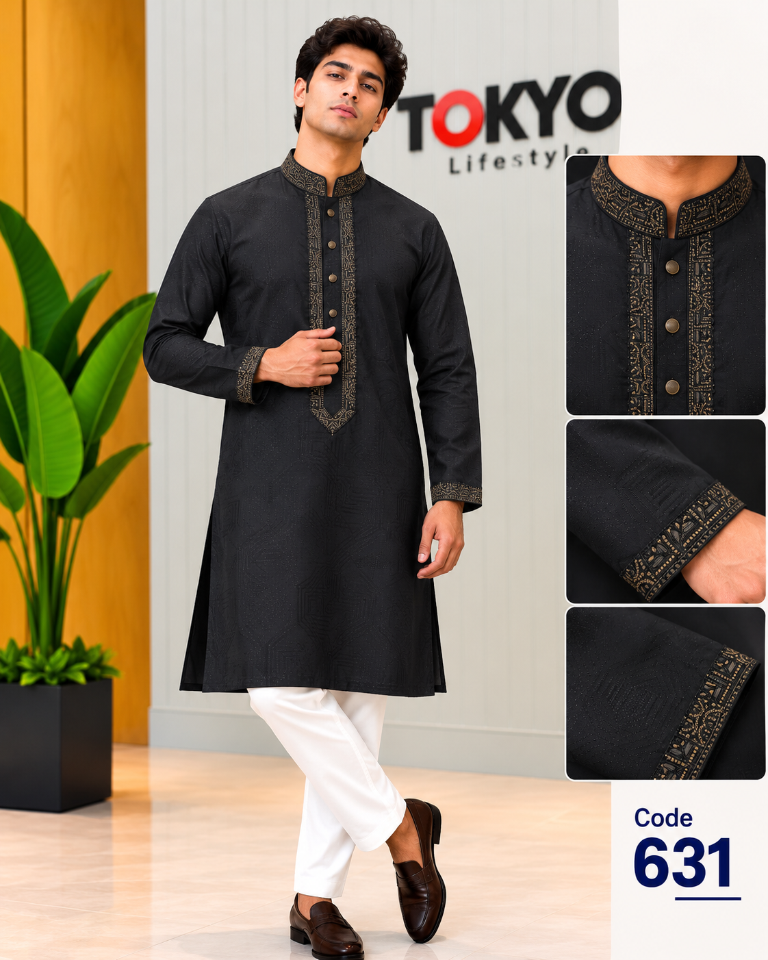 Luxury embroidery Panjabi with premium finish 631