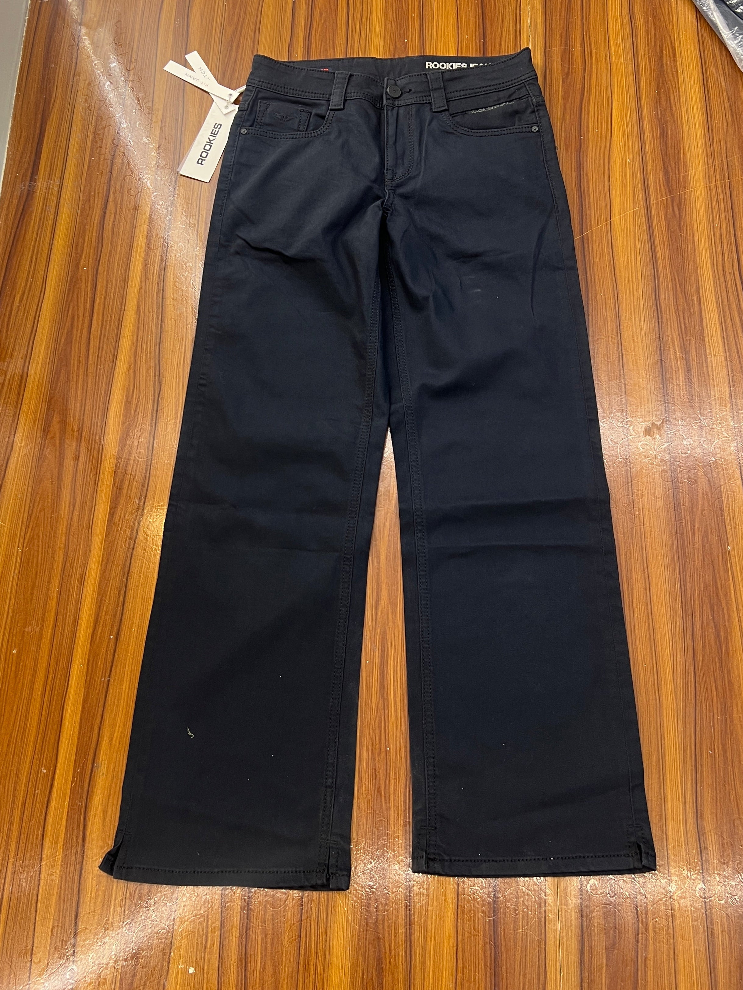 Rookies Mid-Rise Straight Comfort Stretch Jeans -Black RJ5822