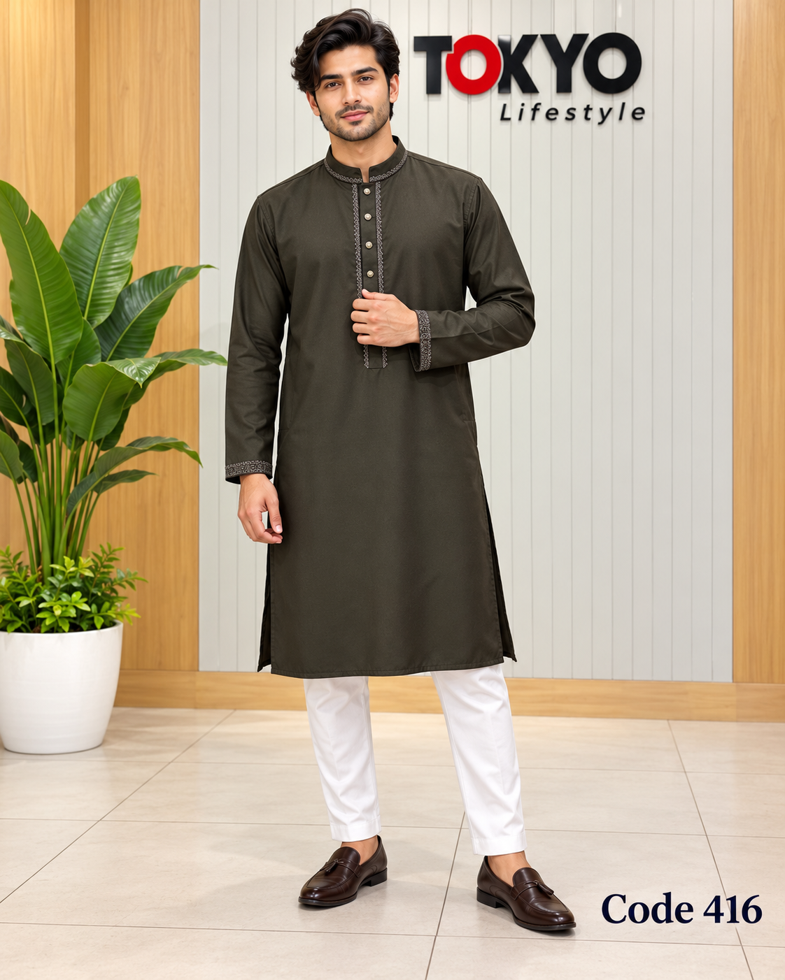 Luxury embroidery Panjabi with premium finish 416
