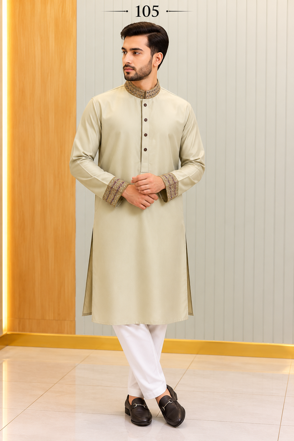 Premium Luxury Embroidered Panjabi with Embroidered Cuffs 105
