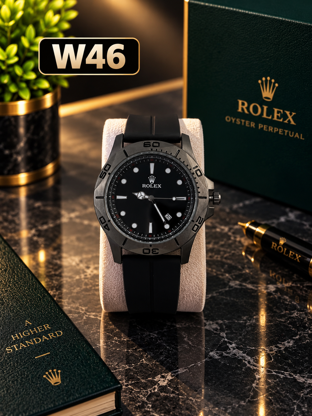 Premium Rolex Black Dial Sports Watch-W46