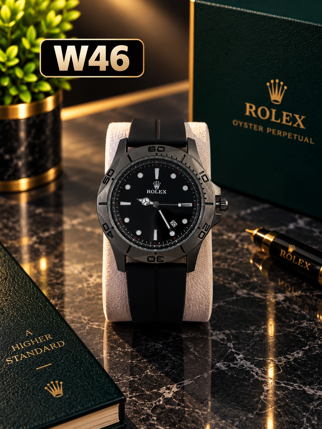 Premium Rolex Black Dial Sports Watch-W46