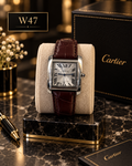 Premium Cartier Tank-Style Leather Strap Watch – W47