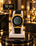 Premium Gold-Tone Digital Leather Strap Watch – W49