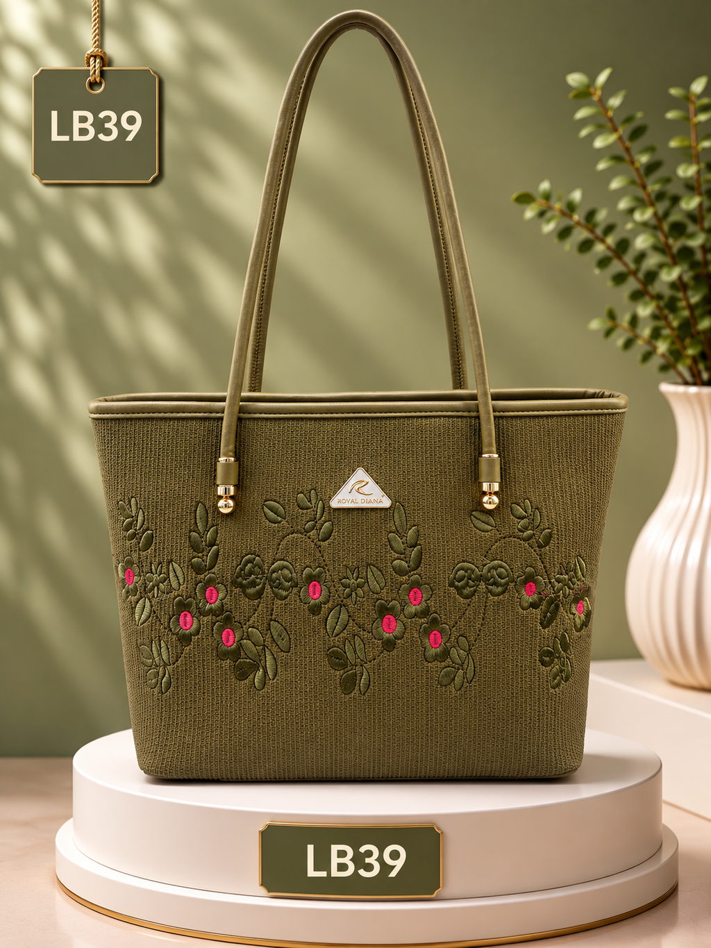 Premium Floral Embroidered Shoulder Tote Handbag – LB39