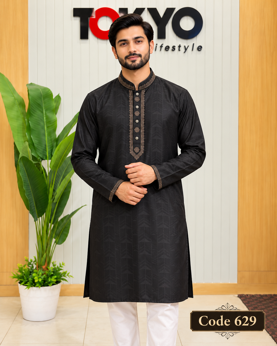 Luxury embroidery Panjabi with premium finish 629
