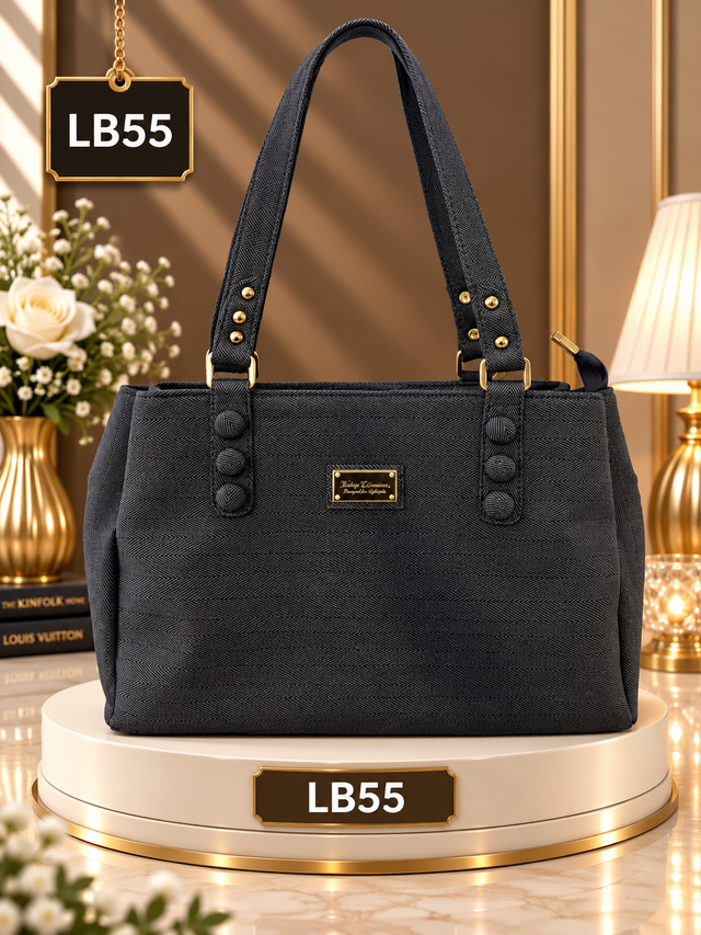 Premium Herringbone Textured Shoulder Tote Bag