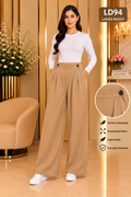 Premium Ladies Baggy Wide-Leg Pants LD94 — Camel Beige