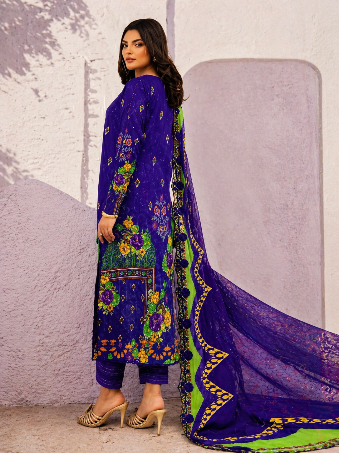 Luxury Digital Printed Lawn Three Piece Set-C218