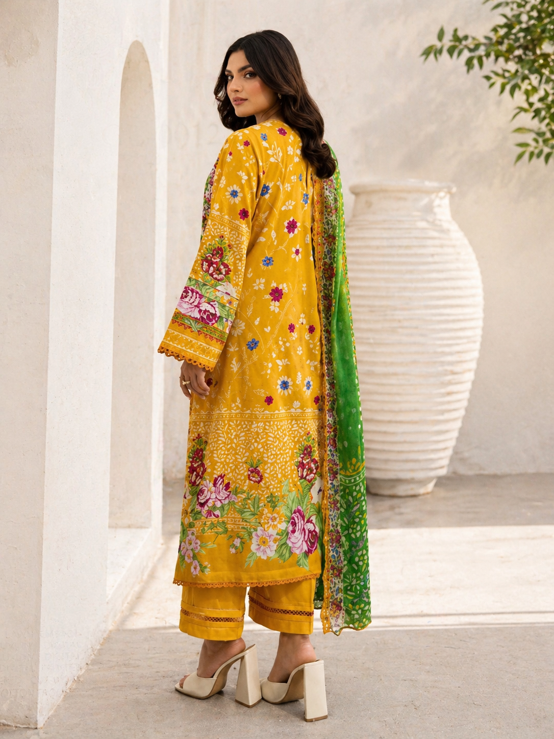 Luxury Digital Printed Lawn Three Piece Set-C187
