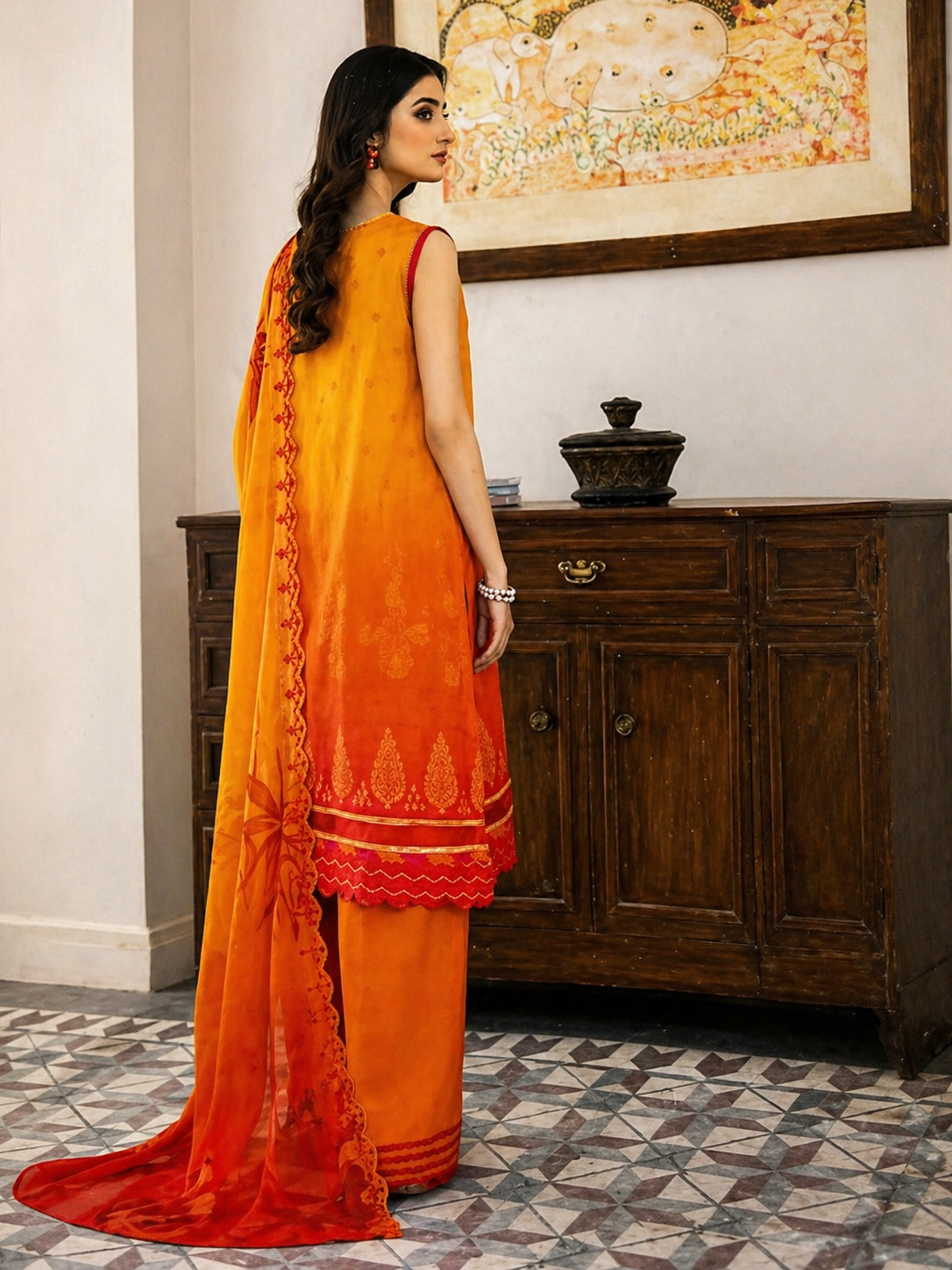 Luxury Digital Printed Lawn Three Piece Set -C193