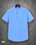 Mandarin Collar Micro-Stripe Box-Pleat Shirt 105