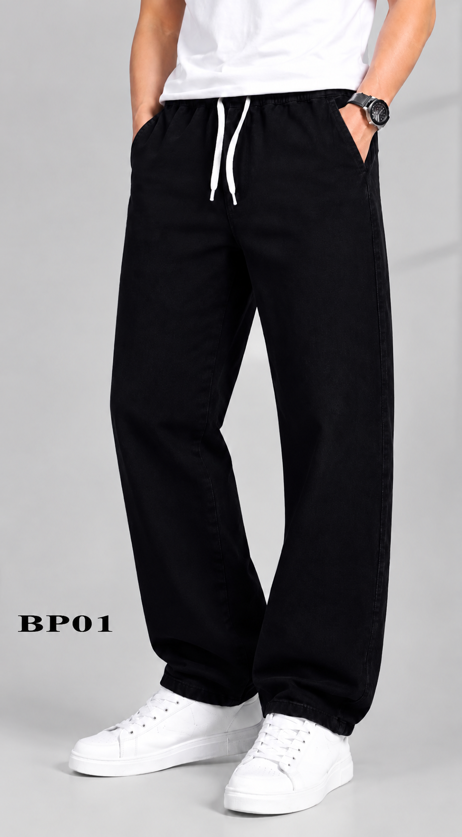 Premium Black Washed Baggy Denim Jeans – BP01