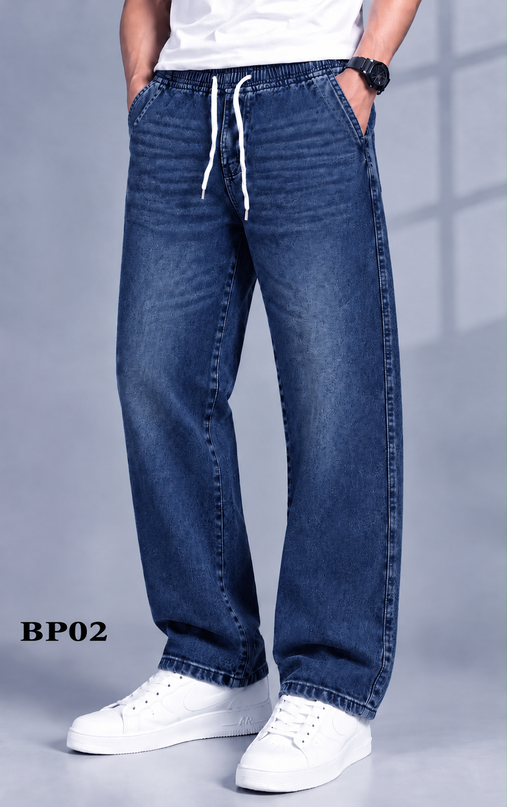 Premium Blue Washed Baggy Denim Jeans – BP02