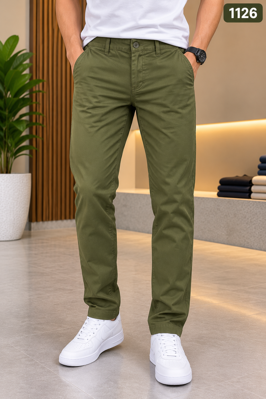 Premium Chino Pant Olive Green 1126