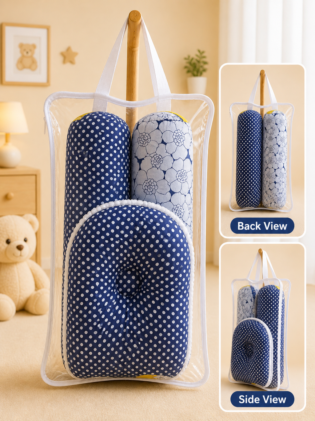 Baby Cotton Pillow & Side Bolster Set-C233