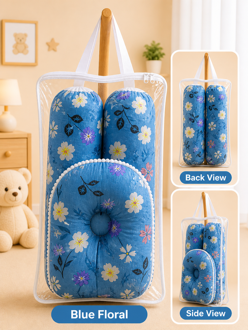 Baby Cotton Pillow & Side Bolster Set-C238