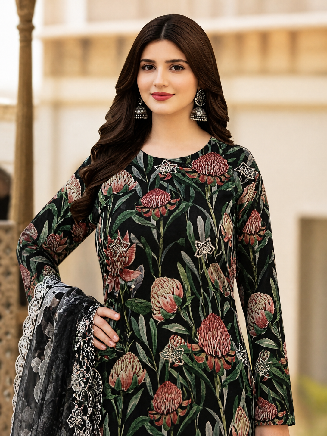 Luxury Digital Printed Lawn Three Piece Set -C266