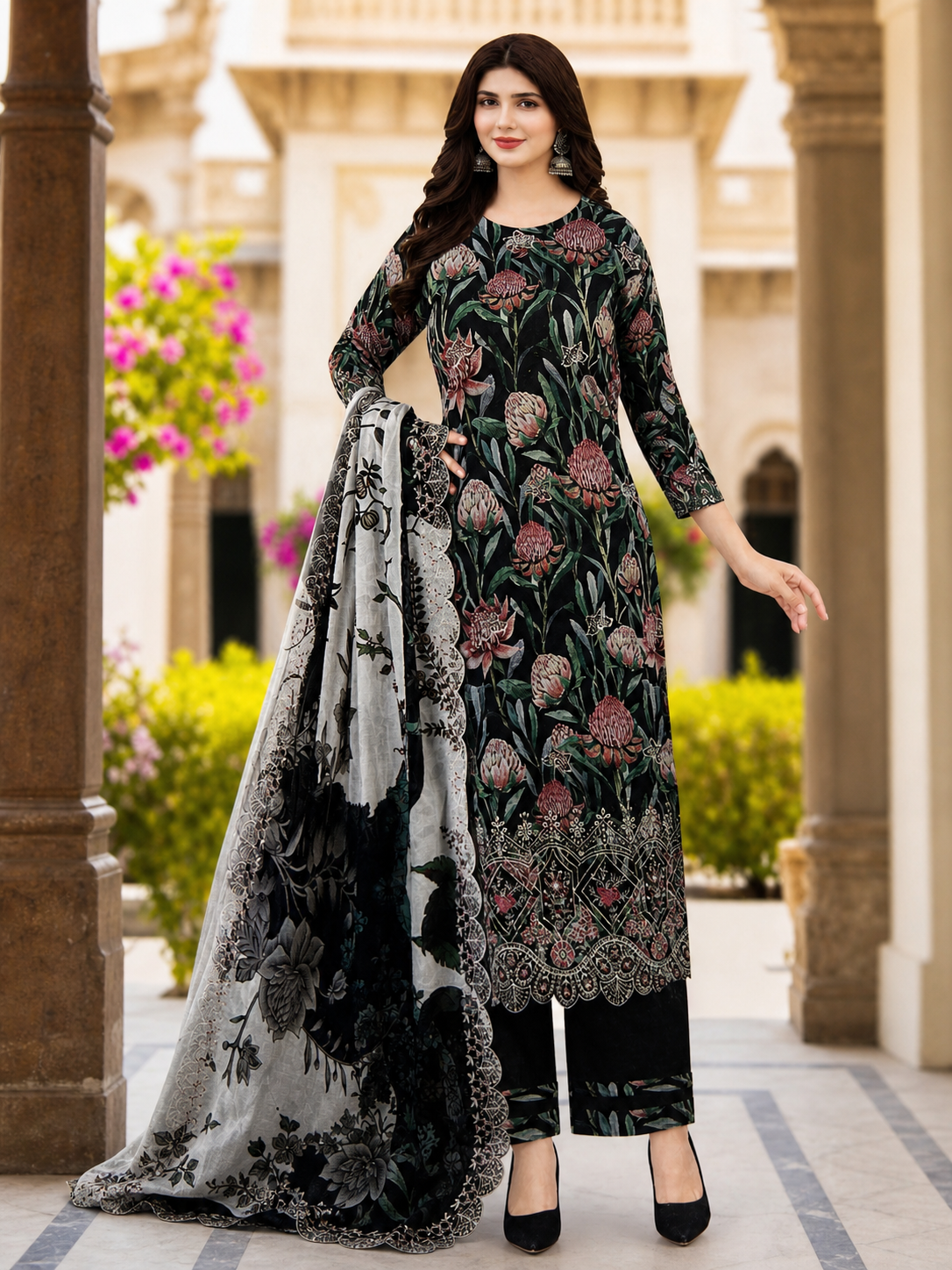 Luxury Digital Printed Lawn Three Piece Set -C266