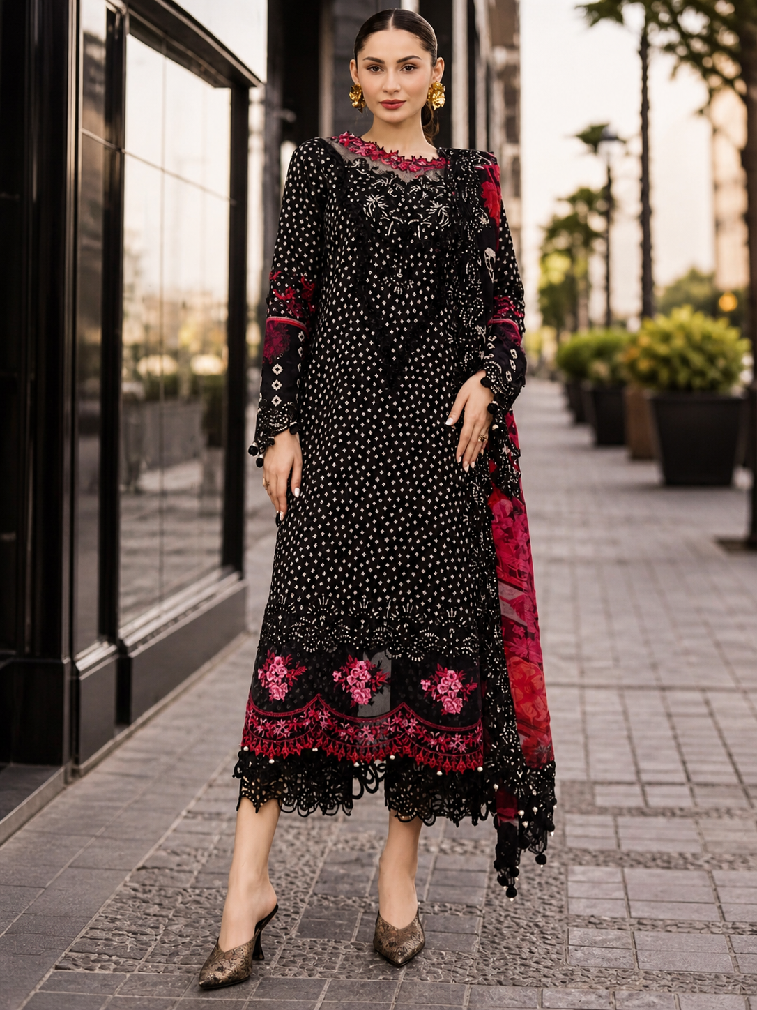 Luxury Digital Printed Lawn Three Piece Set -C269