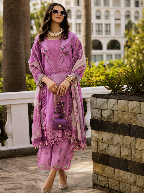 Luxury Digital Printed Lawn Three Piece Set -C272