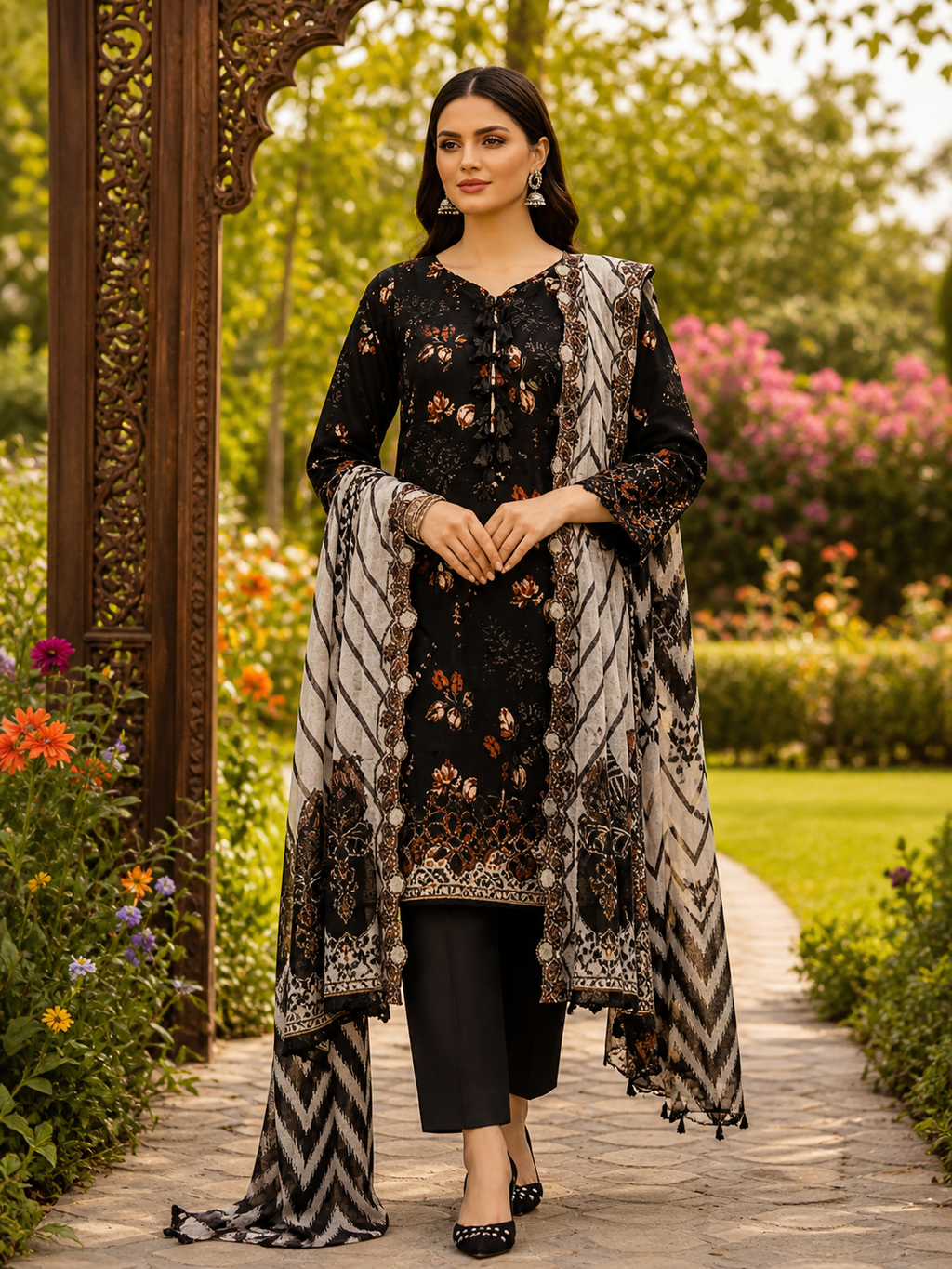 Luxury Digital Printed Lawn Three Piece Set -C287
