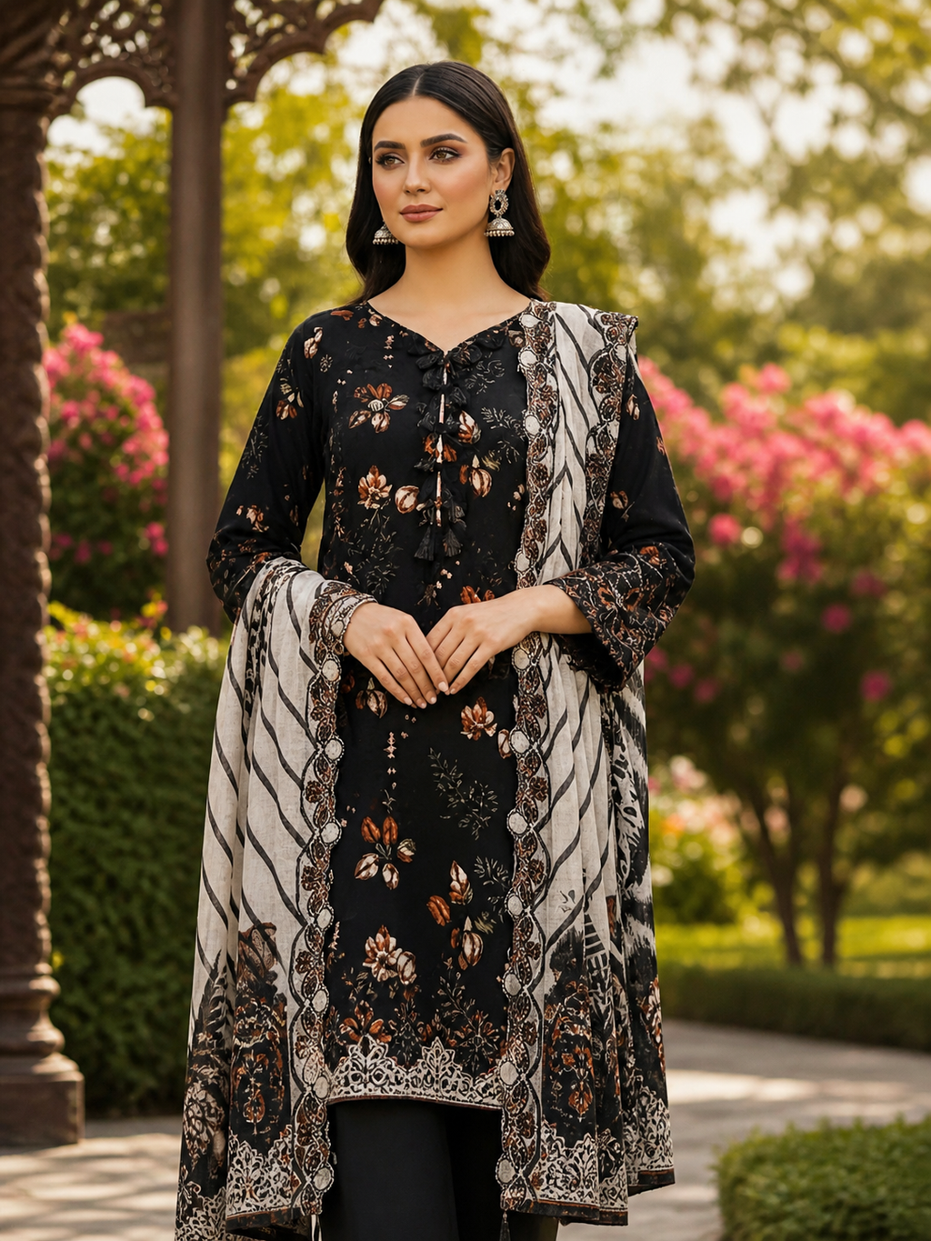 Luxury Digital Printed Lawn Three Piece Set -C287