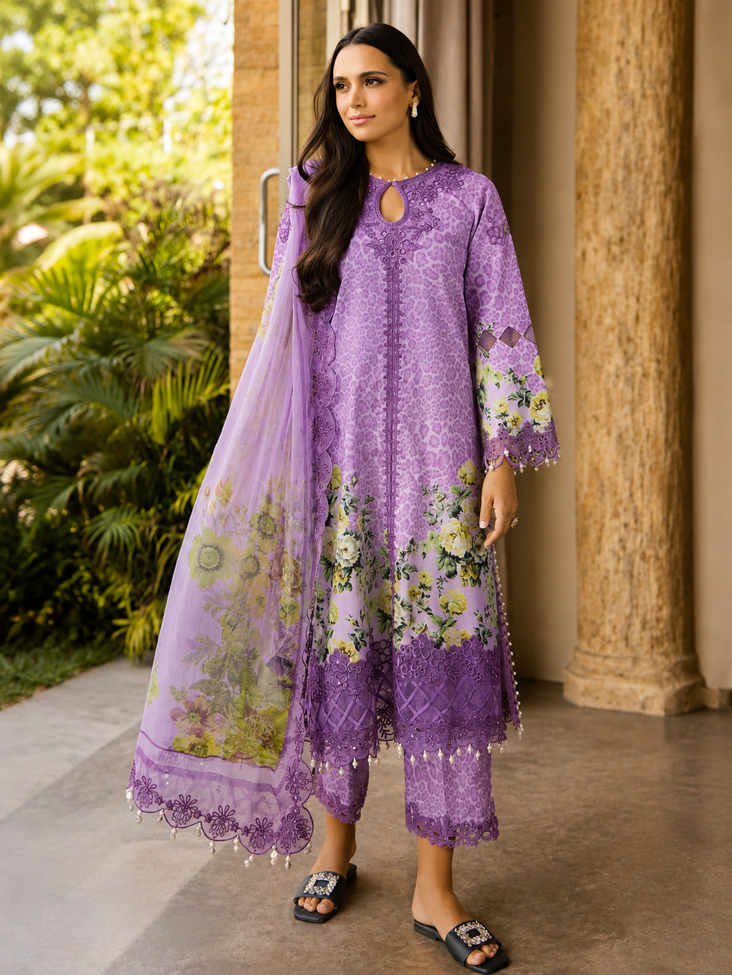 Luxury Digital Printed Lawn Three Piece Set -C291
