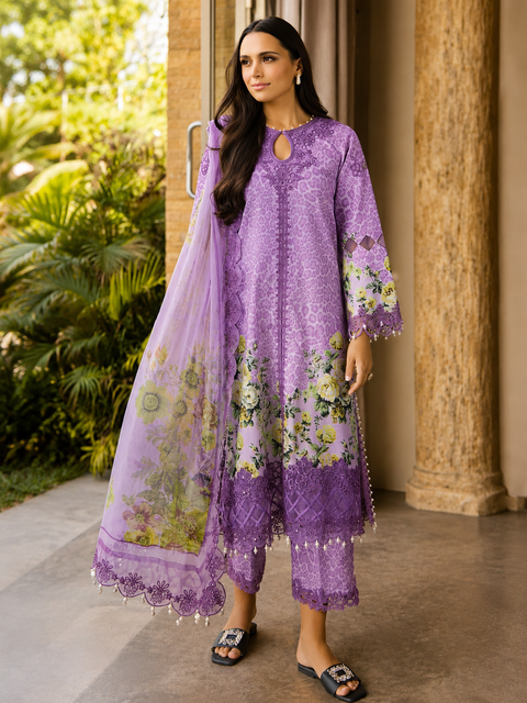 Luxury Digital Printed Lawn Three Piece Set -C291