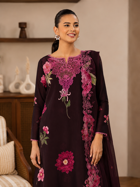 Luxury Digital Printed Lawn Three Piece Set -C294