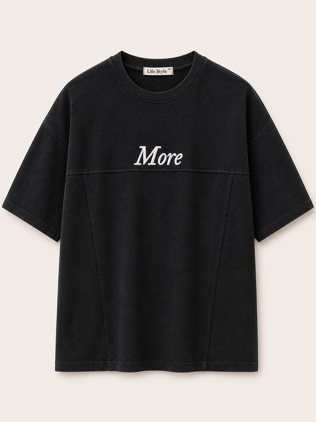 Men’s Black “More” Embroidered T-Shirt