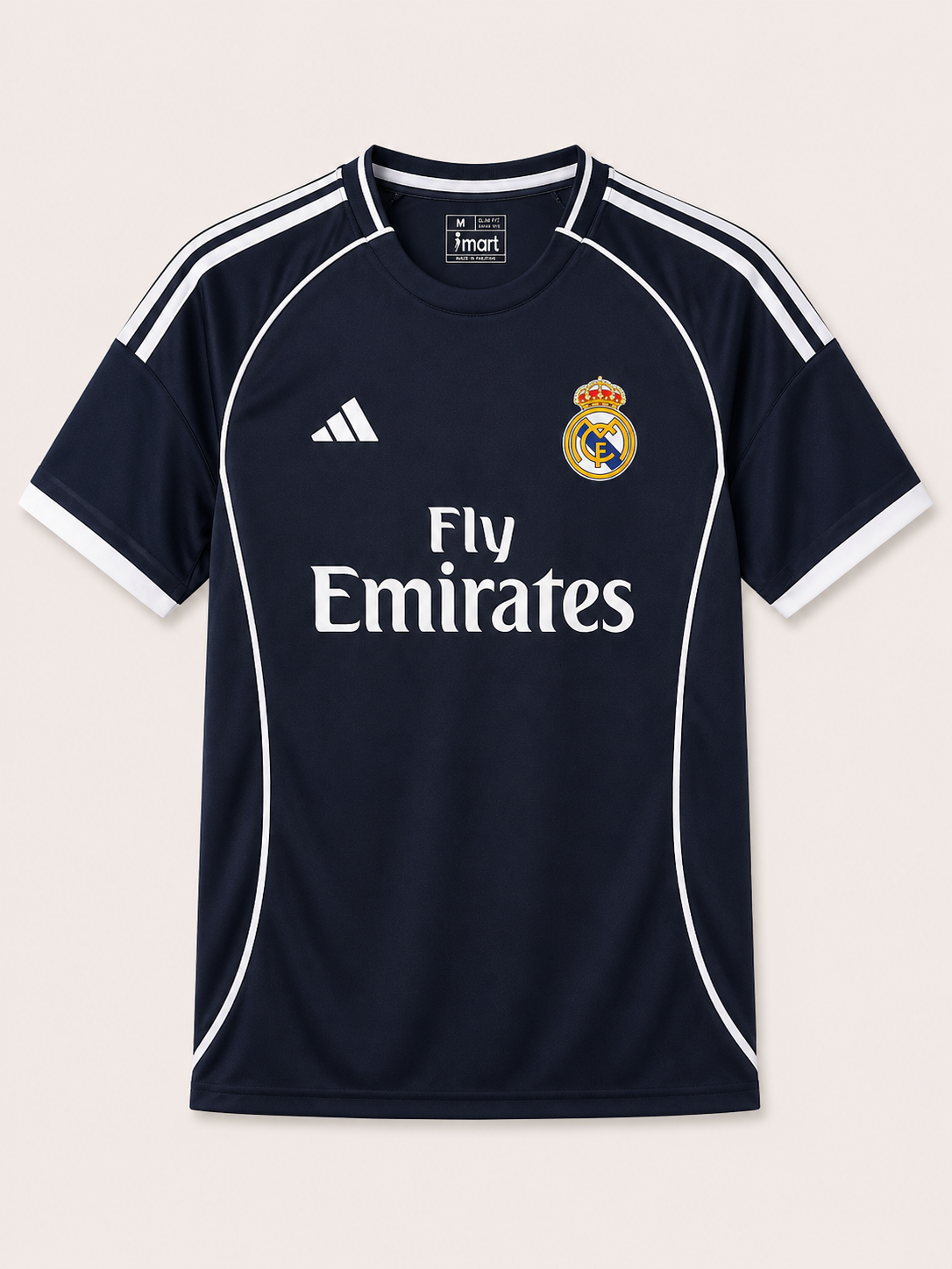 Real Madrid Grey Heather Football Jersey (Fly Emirates) – Navy Trim