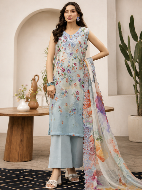 Premium Floral Unready Three Piece-C372