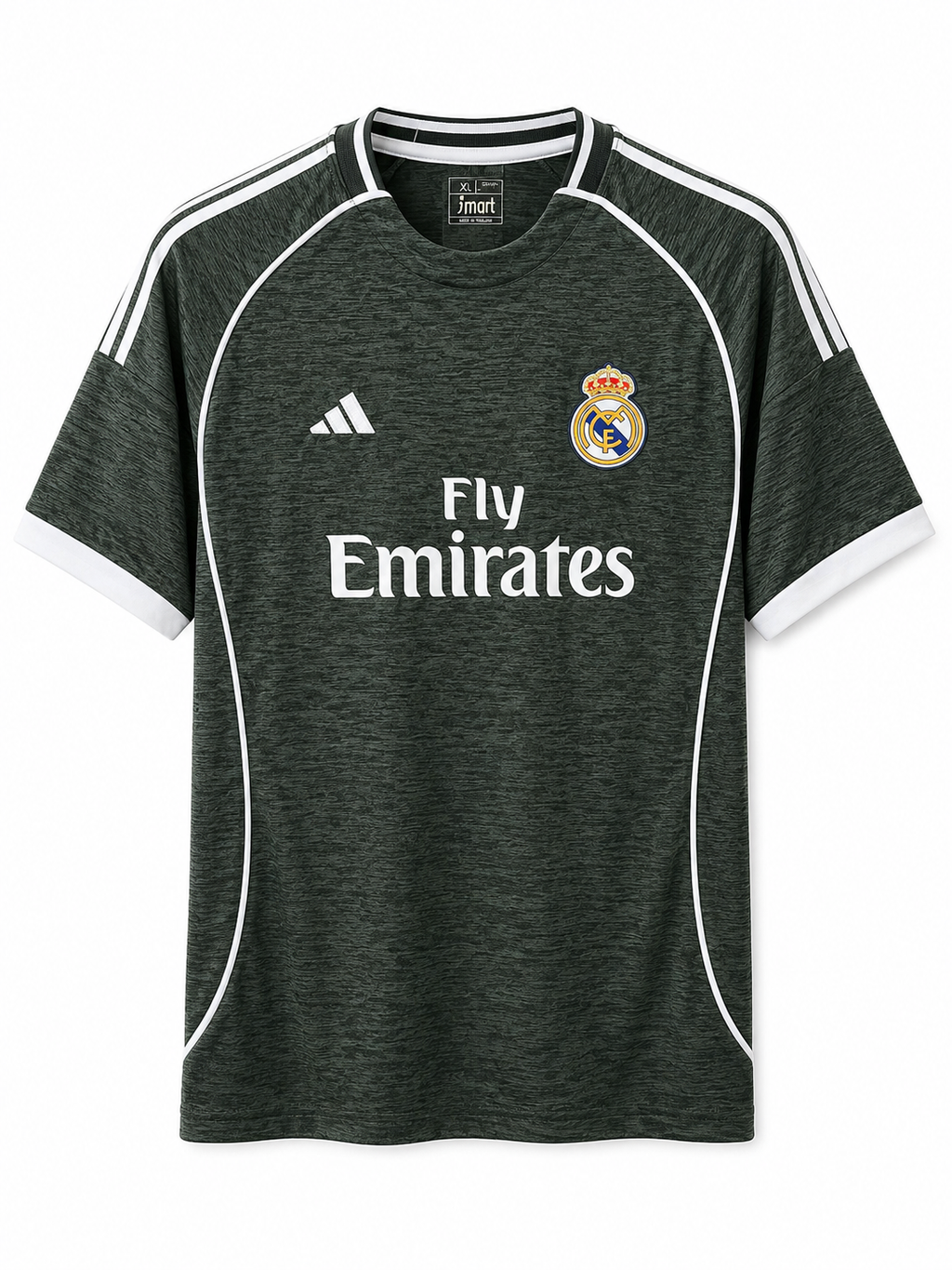 Real Madrid Grey Heather Football Jersey (Fly Emirates) Green