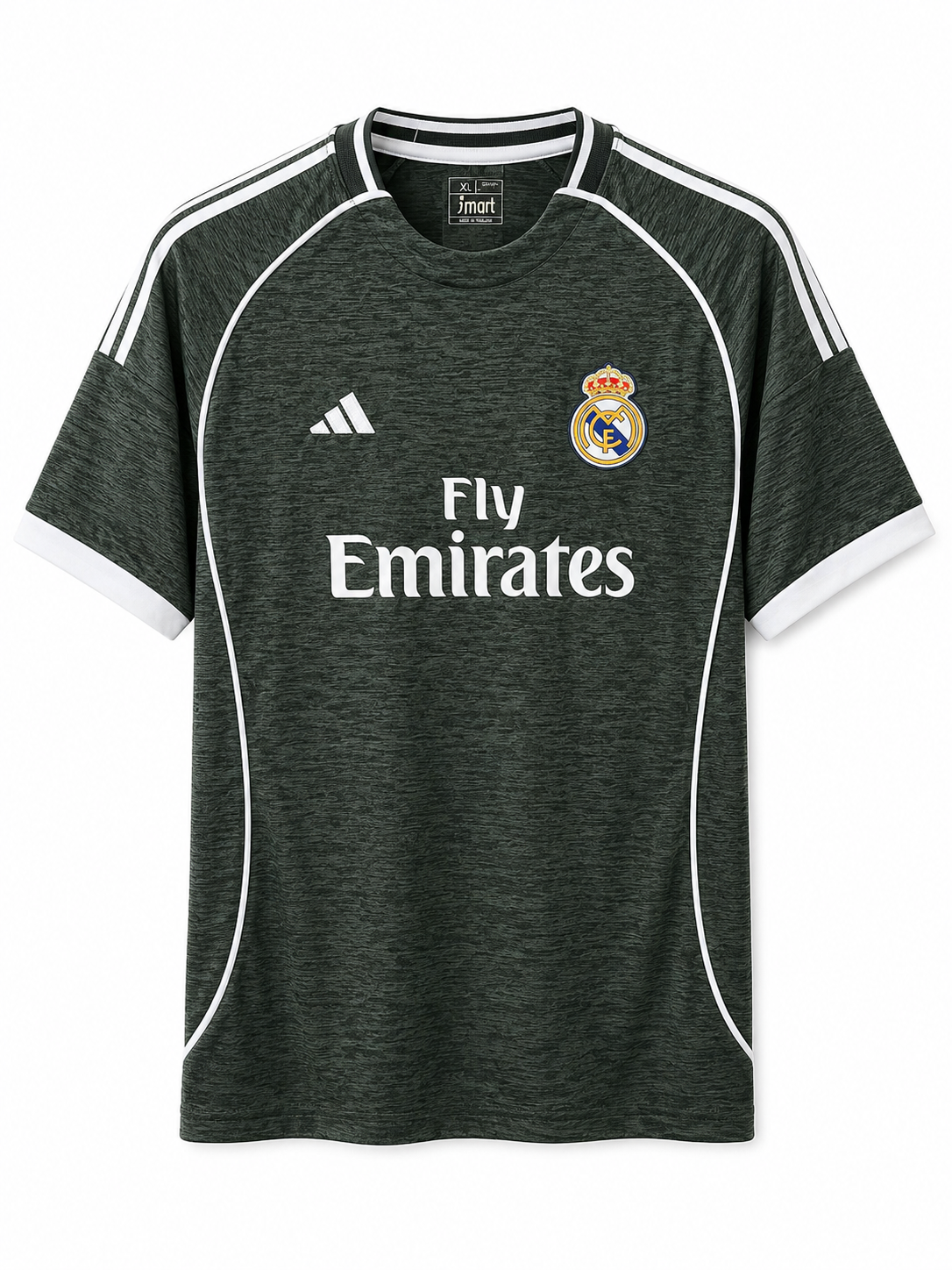 Real Madrid Grey Heather Football Jersey (Fly Emirates) Green