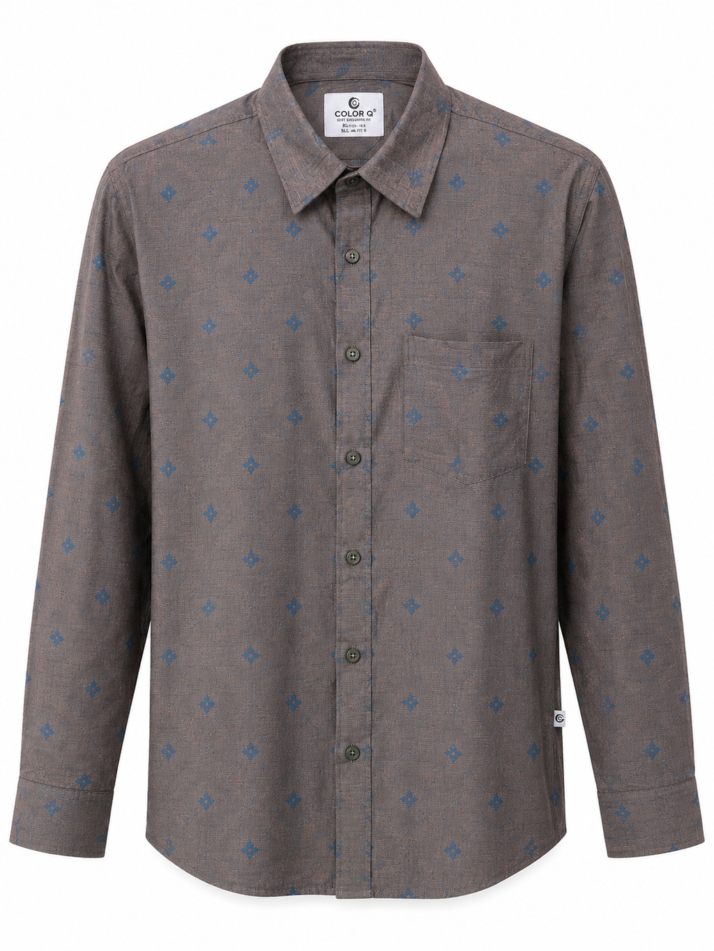 Premium Geometric Printed Long  Polo Shirt 469
