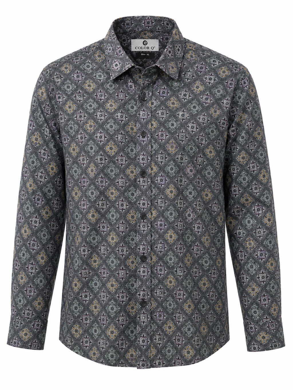 Premium Geometric Printed Long  Polo Shirt 470
